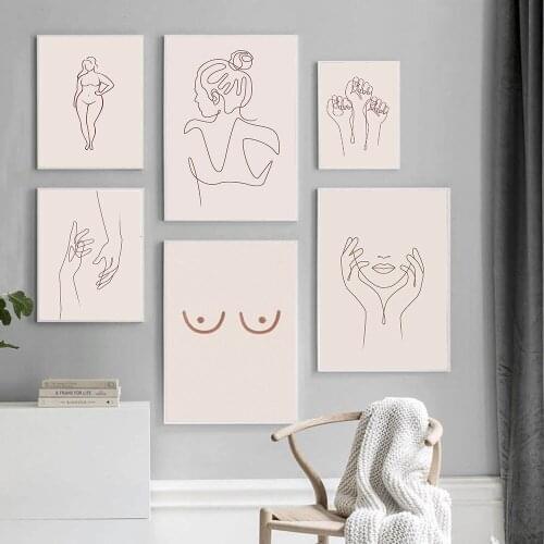 Abstract Boobie Poster Female Figure Line Art Print Minimalist Nordic Canvas Painting Modern Wall Picture Living Room Home Decor