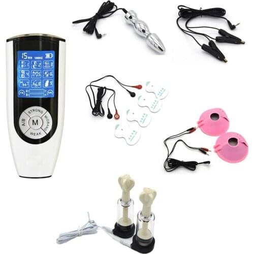 Electric Shock Anal Plug Clitoris Clamps Nipple Massage Pads High Performance Host BDSM Electric Stimulate Sex Toys For Couples