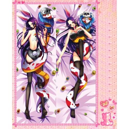 Anime Cartoon One Piece Double Bolster Hugging Pillow Case Pillow Cover Pillowcase Peach Skin 2 Way No.64121