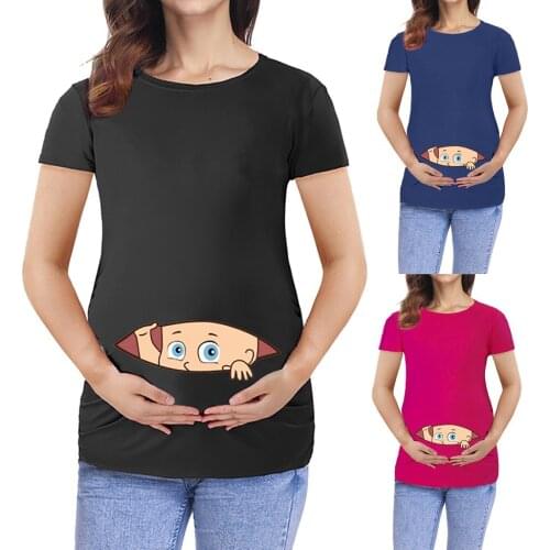Blouse Ropa De Mujer Clothes For Pregnant Women For Pregnant Women Maternity Short Cartoon Print Tops T-shirt Pregnancy Clothes