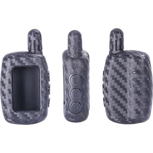 Carbon Silicone Key Case Skin For StarLine А4 A6 A8 A9 V5 24V Russian Two Way Car Alarm Keychain LCD Transmitter Remote Control