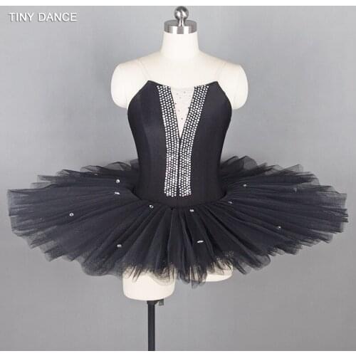 Adult Girls Black Stiff Tulle Ballet Tutu for Performance Ballerina Dancing Dress Pancake Tutus BLL004