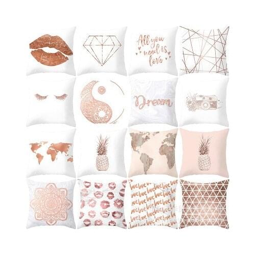 Decorative Throw Pillow Cover Rose Gold Square Cushion Cover Pillow Case Nordic Style For Living Room Sofa Bed Home 45x45cm