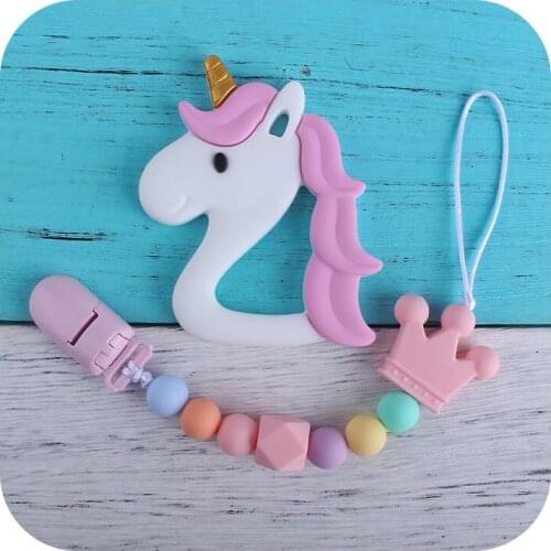 Baby Teething Toy Animal Soft Silicone Teether Pain Relief Toy With Pacifier Clip Holder Set For Newborn BPA Free Shower Gift