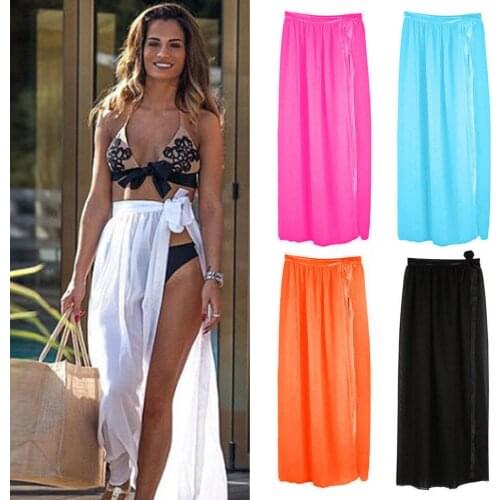 Women Sheer Bikini Cover Up Swim Wear Beach Mini Wrap Skirt Sarong Pareo Dress