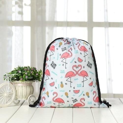 Flamingos Unicorn Series Drawstring Travel Storage Bag Portable Beach Towel Bundle Pocket Sport Gym Clothing Shoes Organizer