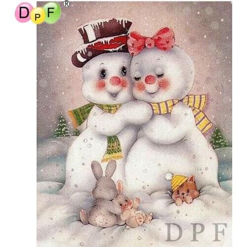 DPF diamond embroidery Embrace the snowman and the hamster diamond painting cross stitch neendlework home decor diamond mosaic