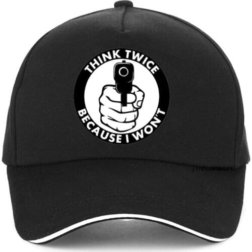 Think Twice Because I Won't 2A Gun Rights Funny Print Baseball cap Summer fashion Unisex hip hop adjustable Snapback hats