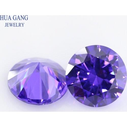 Violet Cubic Zirconia 11~20mm Round Shape 5A Brilliant Cut Loose CZ Stone Synthetic Gems For Jewelry Free shipping