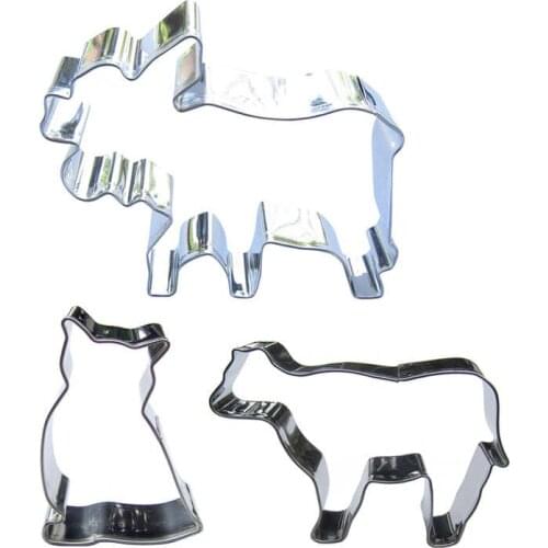 Bull, Owl , Yak shaped 3 piece biscuit cutting molds, baking tools, cake decorating soft candy tools