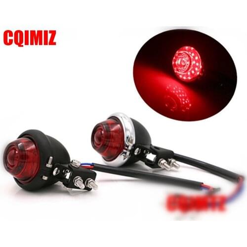 Chrome Red Convex Lens Motorcycle LED Brake Stop Tail Light Lamp For Bobber Chopper Honda Yamaha Kawasaki Suzuki