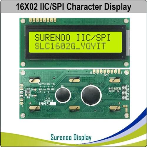 Serial I2C/IIC/SPI Interface 162 16X2 1602 Character LCD Module Display Screen LCM with Yellow Green Backlight