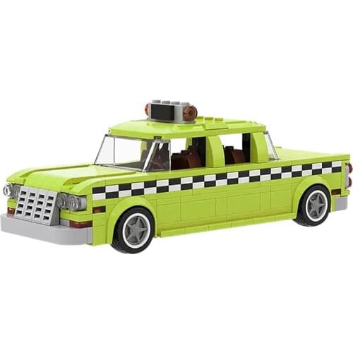 MOC Classic Taxi Driver Cars 1975 NYC Checker Retro Taxi Cab Building Blocks Bricks Model Vehicle Game Toys For Children Gifts