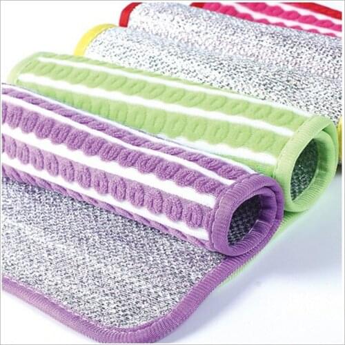 Korean Double Side Fibre Silver Scouring Pad can be hanged on the Wall Kitchen Cleaning Cloth Housewife Favor 10/pcs DEC106