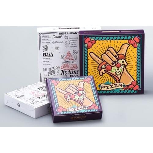 New sale 5pcs 16.5x16.5x4cm/23x23x4.5cm Cheese pizza box Novel clean pizza can be placed on display stylish generous packing box