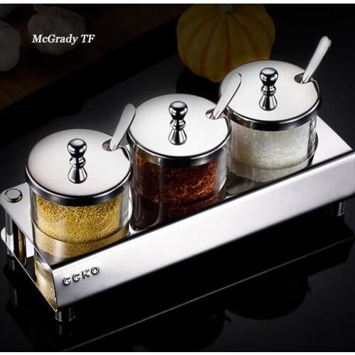 Mac Light Luxury Kitchen, Spice Box, And High-end Kitchen Glass Stainless Steel Seasoning Jar