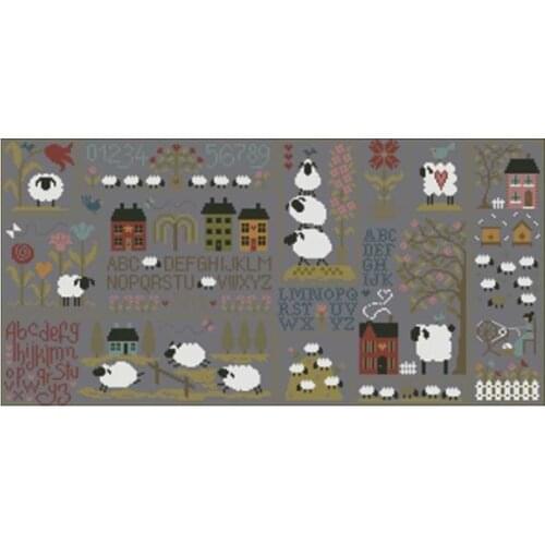 Sheep story cartoon patterns counted 11CT 14CT DIY Cross Stitch Sets wholesale Cross-stitch Kits Embroidery Needlework