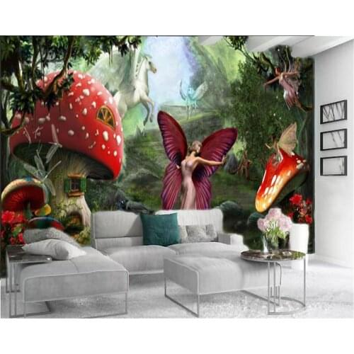 3d Wallpaper Wall Promotion Cute Cartoon HD Silk Wallpaper of Butterfly Elves in Dream Forest
