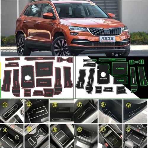 For SKODA KAROQ 2018 Gate Slot Pad Non-slip Cup Mats Anti Slip Door Groove Mat Sticker Car Accessories