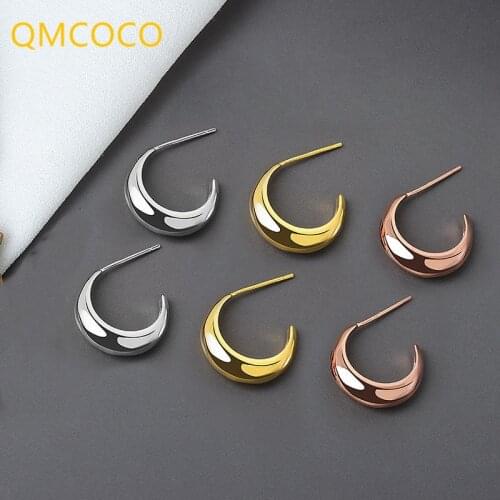 QMCOCO 925 Silver C-Shape Trendy Stud Earrings For Women French Bride Fashion Fine Jewelry Accessories