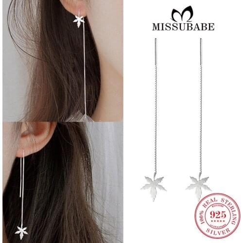 Drop Earrings Line S925 Sterling Silver Maple Leaf Long Tassel Bar High Quality New Dangle Jewelry Gift For Women Girls Ladies
