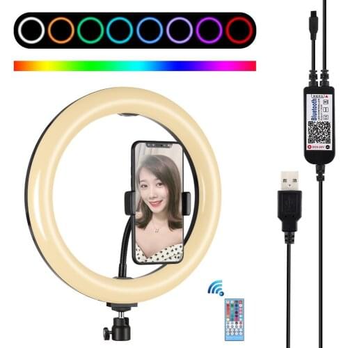 PULUZ 10.2 inch USB RGBW Dimmable LED Ring Light Vlogging Photography Video Light for YouTube,Facebook Live,Twitch,Beauty Blog