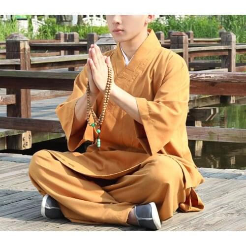 Unisex ice silk Summer buddhist zen lay martial arts wushu clothing shaolin monk kung fu suits arhat lohan uniforms