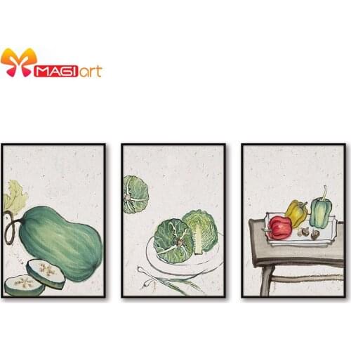 Cross stitch kits Embroidery needlework sets 11CT water soluble canvas patterns 14CT Floral style vegetables-NCMF273