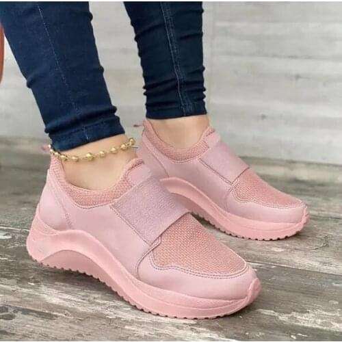 Zapatillas de deporte informales para mujer, zapatos de plataforma transpirables de malla, vulcanizados, de verano, 2021