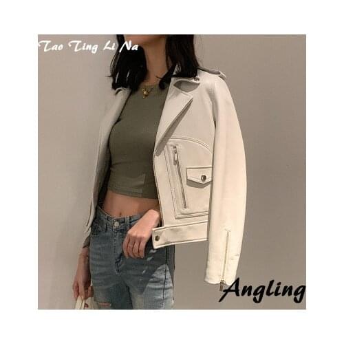 2020 Women Spring Genuine Real Sheep Leather Jacket R1