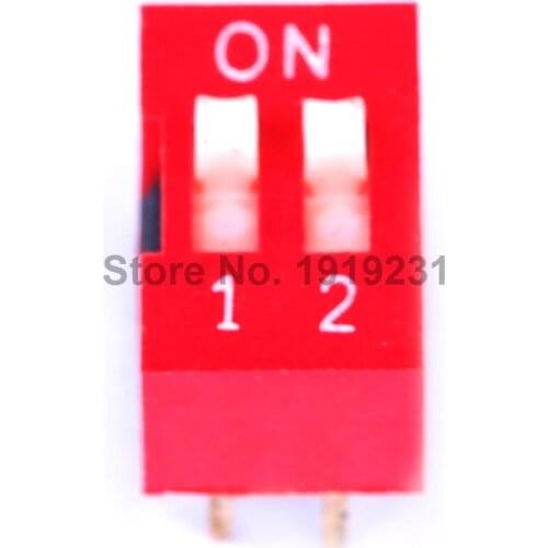 10PCS 2 Bits Dial Switch Toggle Switch Address Switch Red Digital Switch 2.54MM