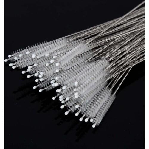 10Pcs Drinking Straw Cleaning Brushes Set Pipe Tube Cleaner Nylon Bristles Stainless Steel Handle 175 X 3.5mm - Set of 15