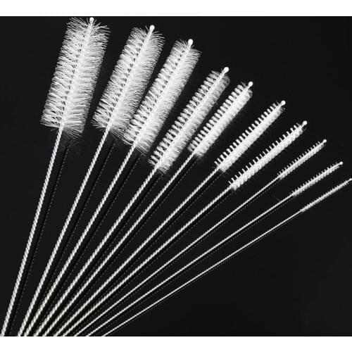 10pcs Nylon Tube Brushes Cleaning Brush Set Bottle Tube Pipe Small Tube Bottle Straw Washing Cleaner Household Cleaning Tools