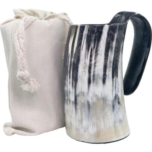 100% Natural Hand Made Ox Buffalo Horn Mug Viking Drinking Mugs Beer Drinking Horn Mug