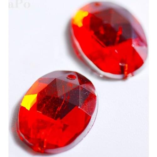10x14mm 100pcs Oval Sew On Rhinestones With Two Holes Sewing Flat back Red Crystals Stones For Clothes Art adornment