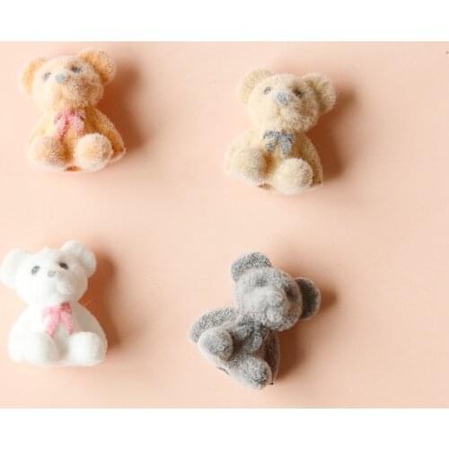 Retro Lovers Recommend Flocking Bear Doll Toy Pendant DIY Handmade Earrings Accessories 2pcs
