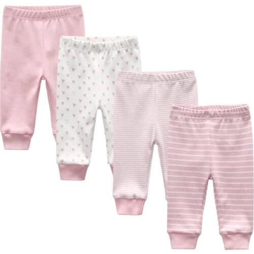 2020 3/4PCS/LOT Solid Baby Gril Pants 0-12M Newborn Baby Boy Pants Unisex Cotton Infant Solid Baby Pants Striped Cartoon