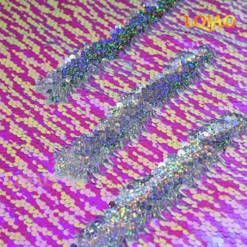 2019 New Arrival 1-5 Yard Embroidery Paillettes Reversible Sequin Fabric Mermaid Sequin Fabric For Wedding/Party/Christmas Decor