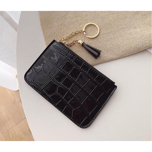 3pcs Alligator print Coin Purses Women PU Short Flap Min Card holder Tassel Keychain Card Purse