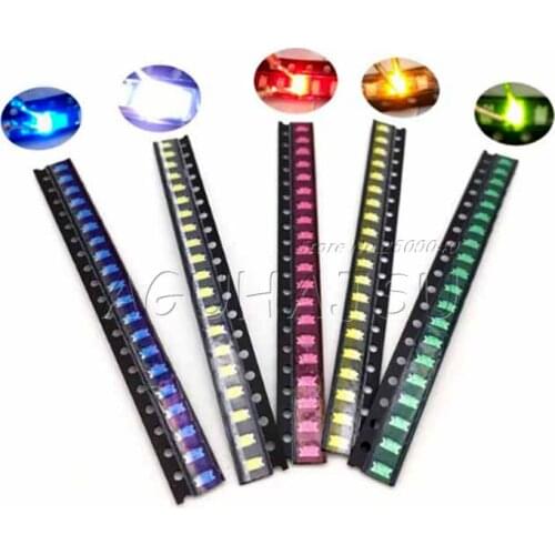 5 x 20pcs/Color=100pcs New 0805 0603 Red/Green/Blue/White/Yellow SMD LED kit