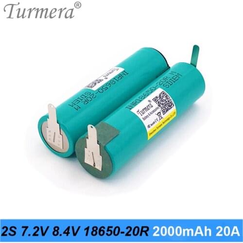 2000mAh 20A Battery Soldering Battery 2S 7.2V 8.4V INR18650-20RM for 7.4V Screwdriver Shrika and Vacuum Cleaner Battery Turmera