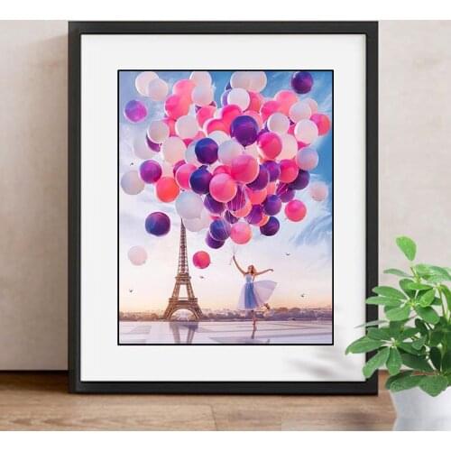 Diamond Embroidery Balloon Landscape Full Drill Square 5D Diamond Painting Paris Iron Tower Picture Of Rhinestone Decor Home
