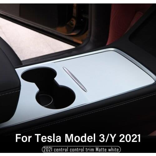 Model3 Car Central Control Panel Protective For Tesla Model Y 2021 Accessories Matte white ABS Model Three Model Y