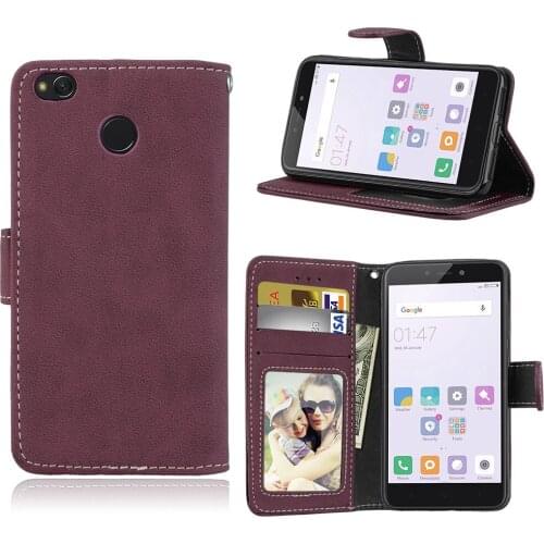 Wallet Case For Xiaomi Redmi 4x Matte Leather Flip Cover For Xiaomi Redmi 4 X Silicone Shells Stand Holder For Xiaomi Redmi 4X
