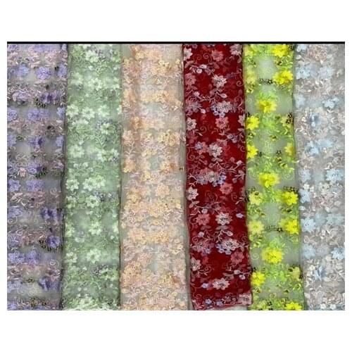 Nine petal plum blossom embroidered mesh fabric childrens embroidered fabric lace fabric