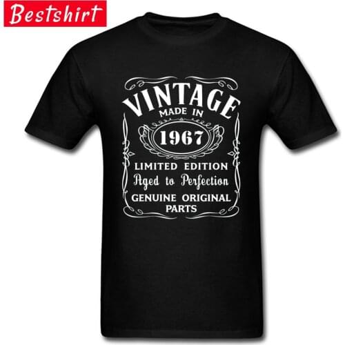 Design Father T Shirt Vintage Made In 1967 Genuine Original Mens Birthday T-shirts Big Size Fashion Tops Tees Streetwear Men