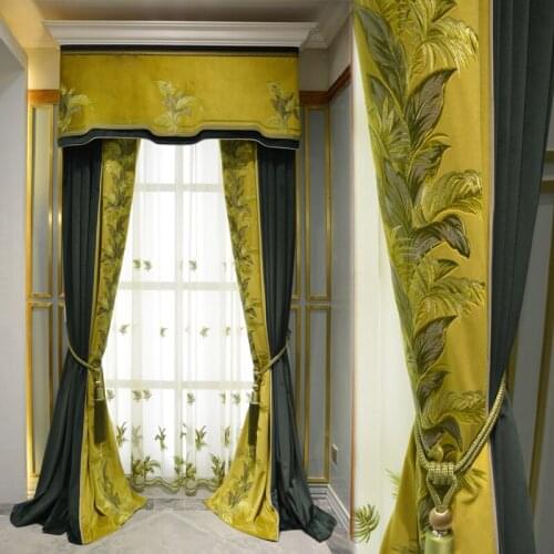 European finished French window Embroidery Curtain Finished Custom Light Luxury Silk Living Room American Curtain Curtain Home