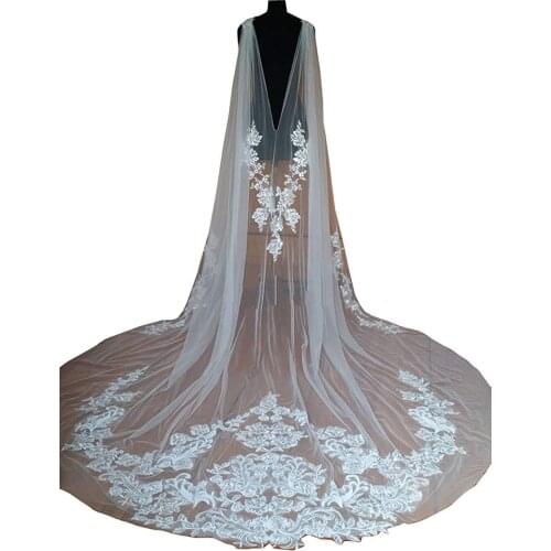 New Arrival Bridal Veils Lace Cathedral Length Royal Train One Layer with Combs Applique Wedding Veils Free Shipping