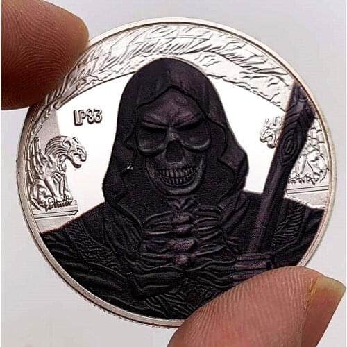 Hallowmas Horror Silver Coins Halloween Soul Reaper Skull Wizard Skeleton Commemorative Souvenir Gifts Drop Shipping