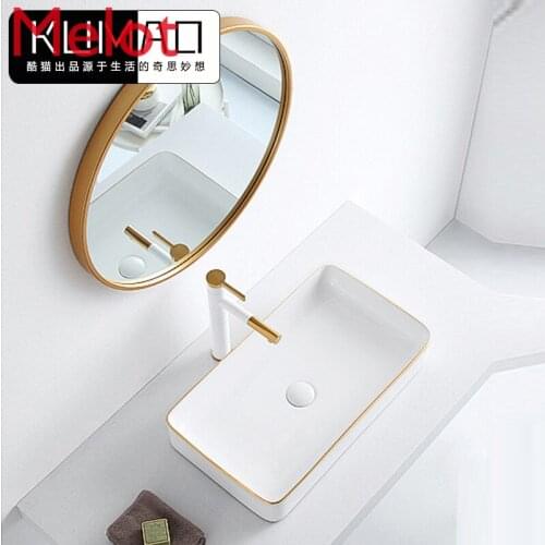 European style stage art basin rectangular ceramic basin thin edge wash basin wash basin fashion color gold wash basin